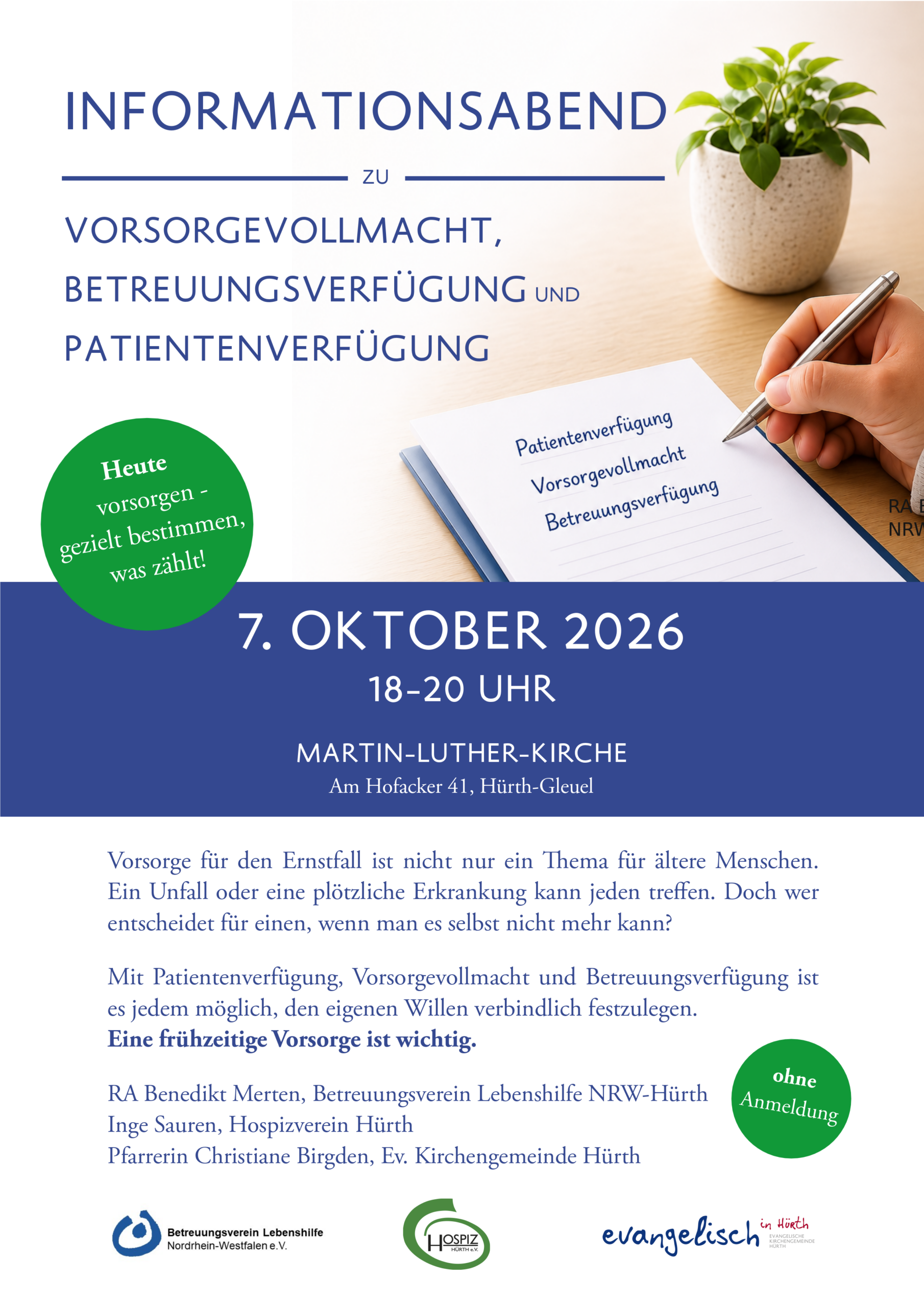Informationsveranstaltung Vorsorge & Patientenverfügung